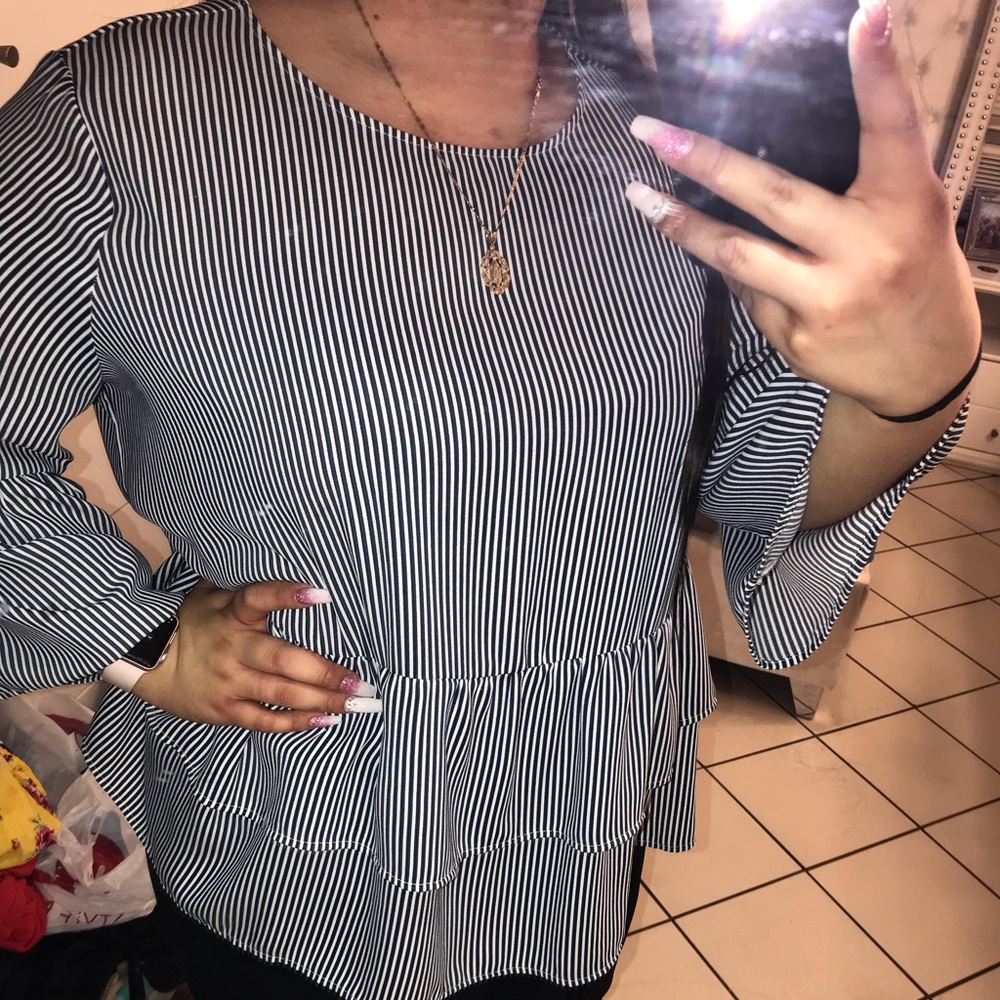 Long sleeve striped blouse